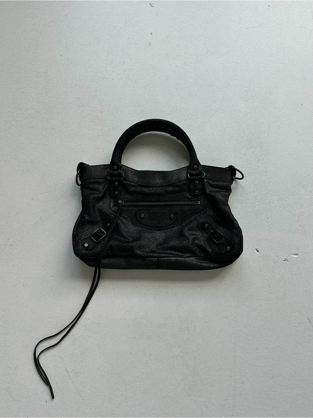 2010 Balenciaga 10th Anniversary Neiman Marcus Metallic Noir Craquele First Bag